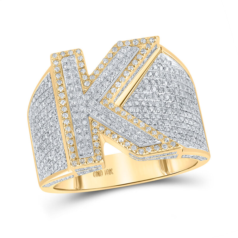 10kt Two-tone Gold Mens Diamond Initial Letter Ring 1 Cttw