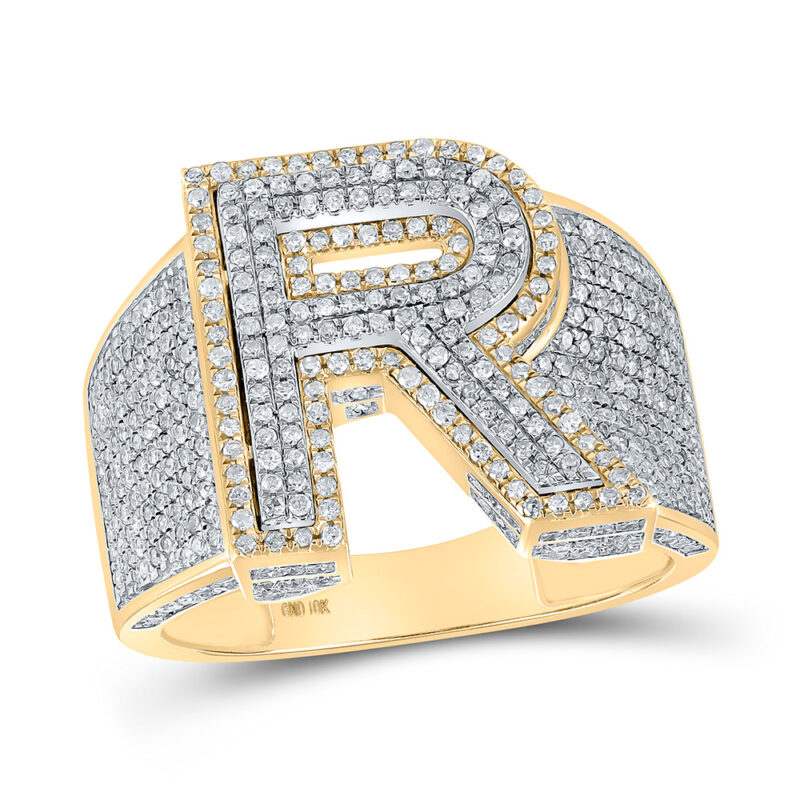 JackAni 14k Yellow Gold Mens Oval Halo White CZ Initial Letter R Ring -  Walmart.com