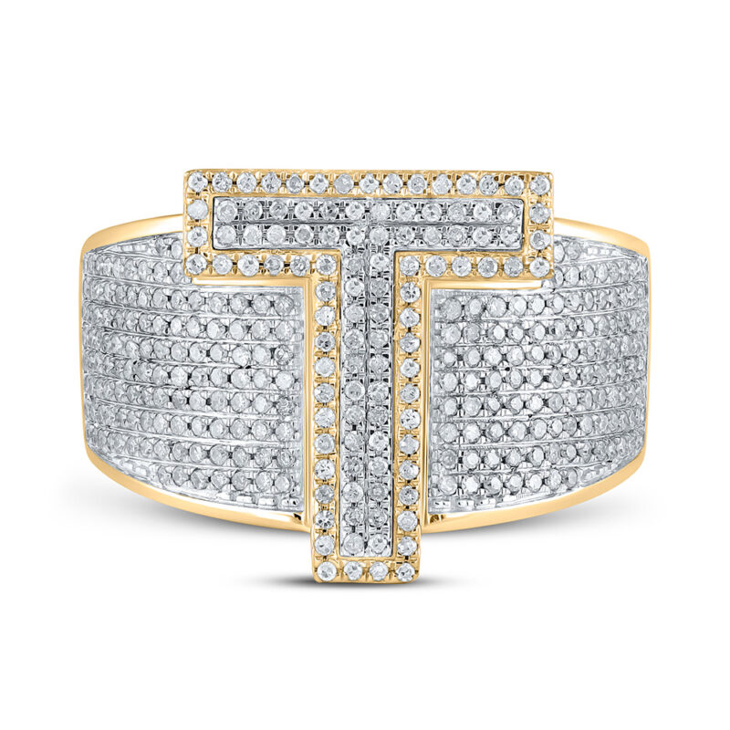 10kt Two-tone Gold Mens Diamond Initial Letter Ring 1 Cttw – Splendid  Jewellery
