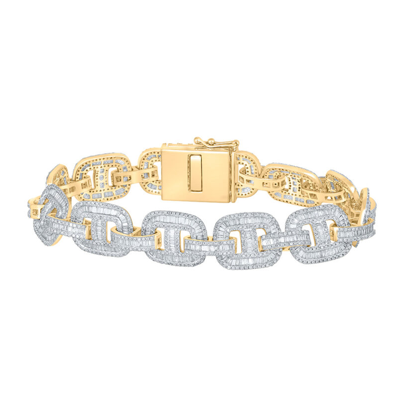 GND 10kt White Gold Mens Baguette Diamond Cuff Bangle Bracelet 4-1/4 Cttw  166778 - Jurgens Jewelers